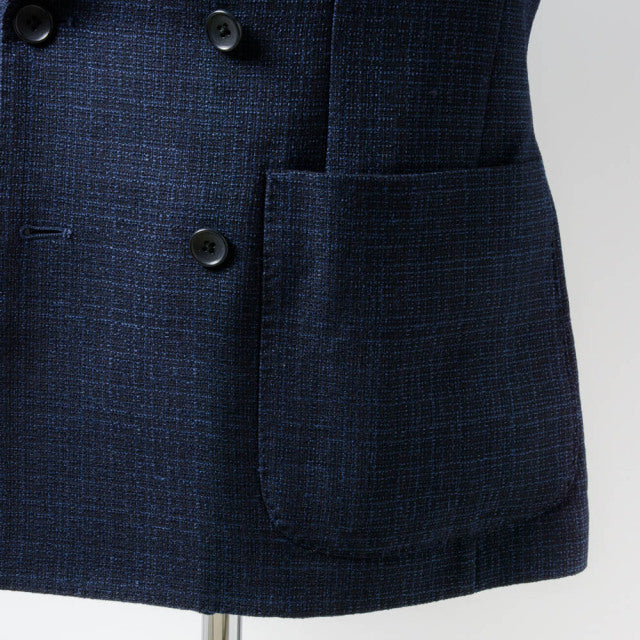 Double breasted jacket　【ABMG14-21】　Italian Fabric Navy Linen mix Hop Sack 【春秋】