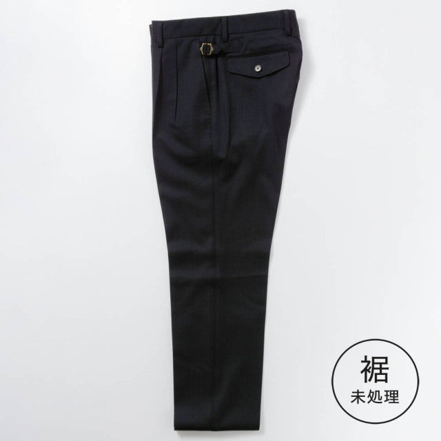 2tuck Regular Belt-Loop Model　【BCMG46-10】　Navy　Ｗ100%　MARZOTTO HAVANA 裾未処理品 【春秋冬商品】【セットアップ対応】