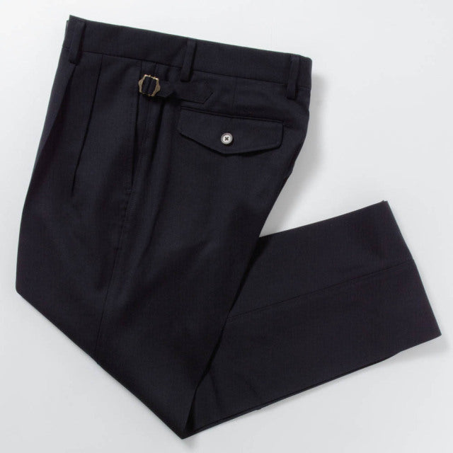 2tuck Regular Belt-Loop Model　【BCMG46-10】　Navy　Ｗ100%　MARZOTTO HAVANA 裾未処理品 【春秋冬商品】【セットアップ対応】