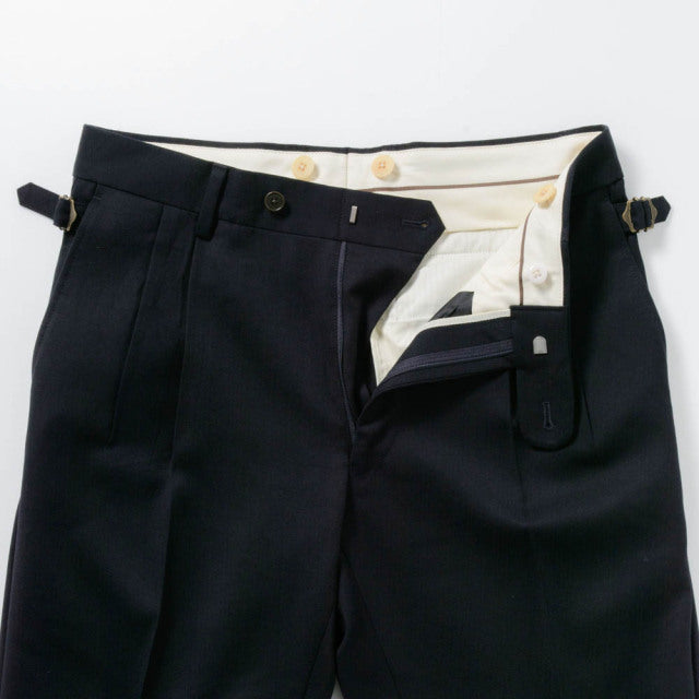 2tuck Regular Belt-Loop Model　【BCMG46-10】　Navy　Ｗ100%　MARZOTTO HAVANA 裾未処理品 【春秋冬商品】【セットアップ対応】