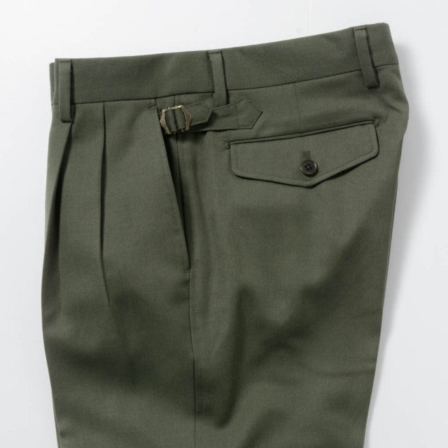 2tuck Regular Belt-Loop Model　【BCMG46-20】　Khaki Green　Ｗ100%　MARZOTTO HAVANA 裾未処理品 【春秋冬商品】【セットアップ対応】