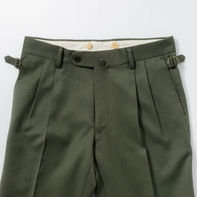 2tuck Regular Belt-Loop Model　【BCMG46-20】　Khaki Green　Ｗ100%　MARZOTTO HAVANA 裾未処理品 【春秋冬商品】【セットアップ対応】