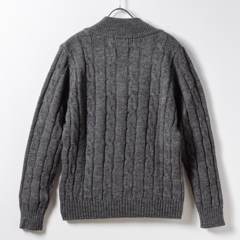 5G　V-Neck　Cable Knit 【CDMG06-70】　Gray　　　British Wool by　gim