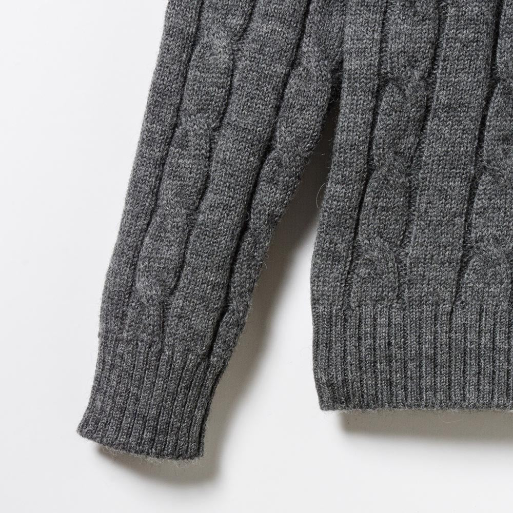 5G　V-Neck　Cable Knit 【CDMG06-70】　Gray　　　British Wool by　gim