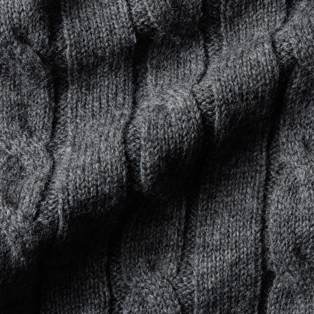 5G　V-Neck　Cable Knit 【CDMG06-70】　Gray　　　British Wool by　gim