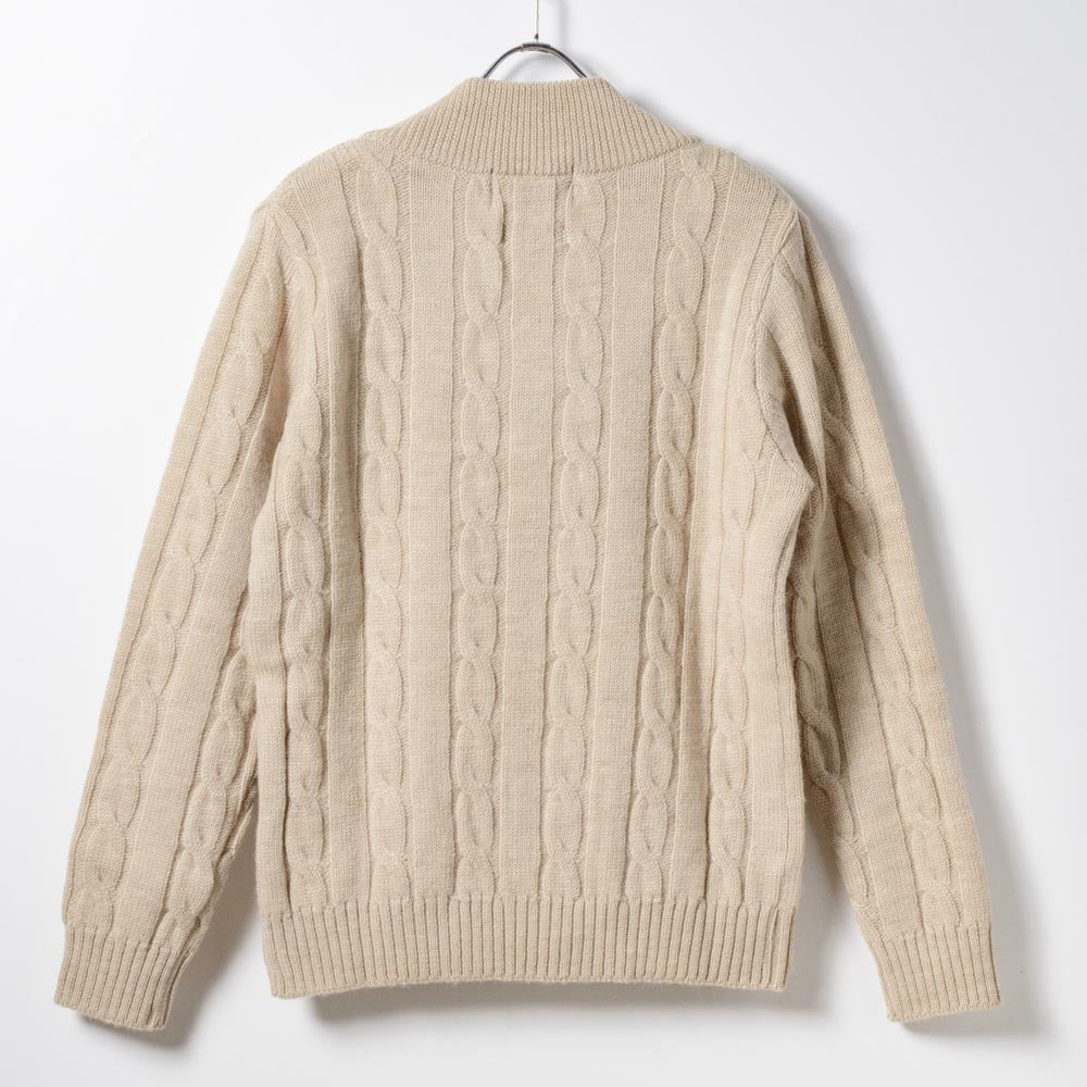 5G　V-Neck　Cable Knit 【CDMG06-40】　Beige　　　British Wool by　gim