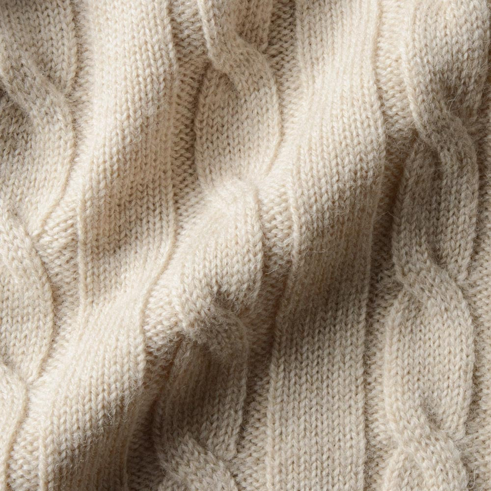 5G　V-Neck　Cable Knit 【CDMG06-40】　Beige　　　British Wool by　gim