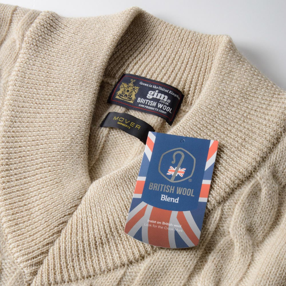 5G　V-Neck　Cable Knit 【CDMG06-40】　Beige　　　British Wool by　gim